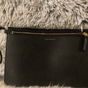 Tory Burch Black Clutch with Gold Accents
